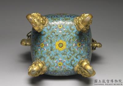 图片[2]-Copper four-legged ding-shaped incense burner in cloisonne enamels with chi-dragon handles, Qing dynasty (1644-1911)-China Archive